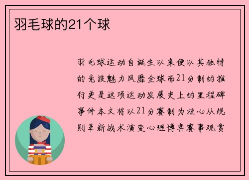 羽毛球的21个球